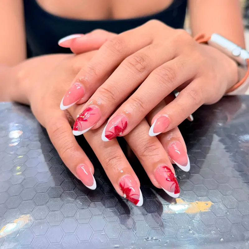Nails with red cherry nail art by LENA Nails & Beauty, nail salon in Da Nang